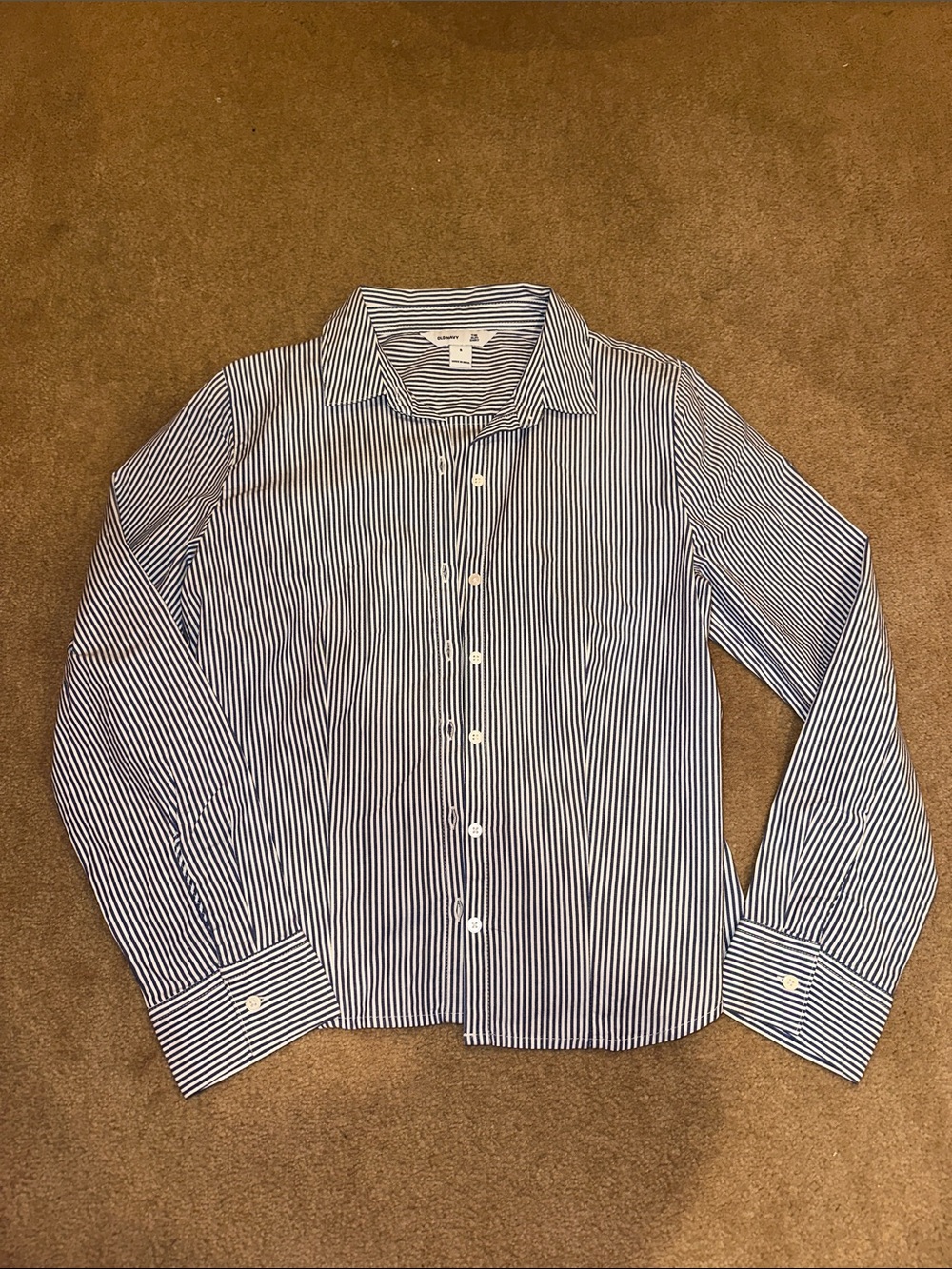 Old Navy Blue & White Striped Button-Down Shirt